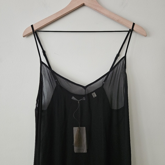Doen Black Long Deep V Neck Slip Dress NWT - Picture 5 of 10